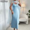 Women's Fashion Summer Spring Solid Color Print Sleeveless Suspenders High Waist Casual Dresses