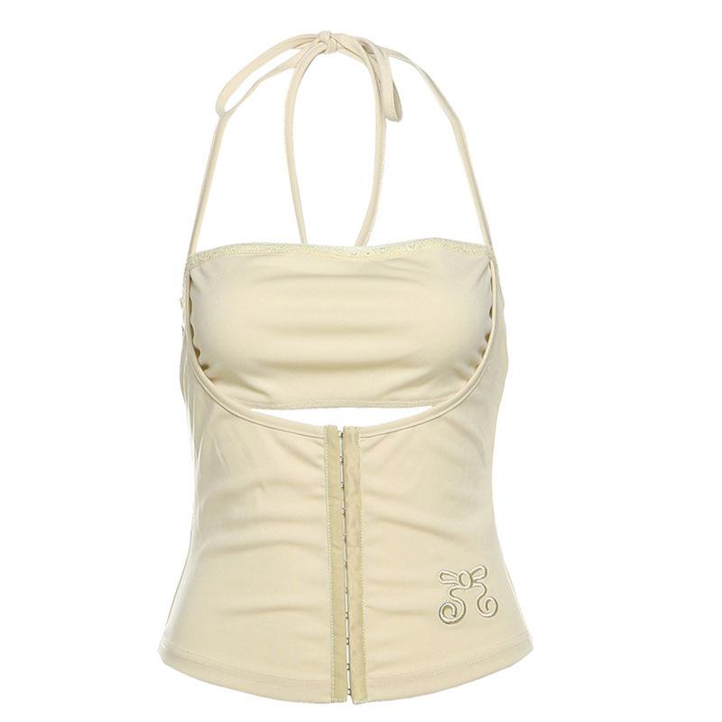 European and American style summer new models neck wrap chest thin Spice girl slim sleeveless versatile solid color suspender woman