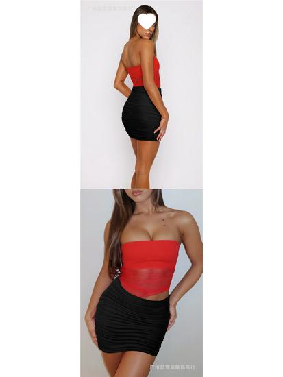 European & American Summer Fashion Pleated Mini Skirt - Double Layer, High Elastic, Shirred Tight-Fit