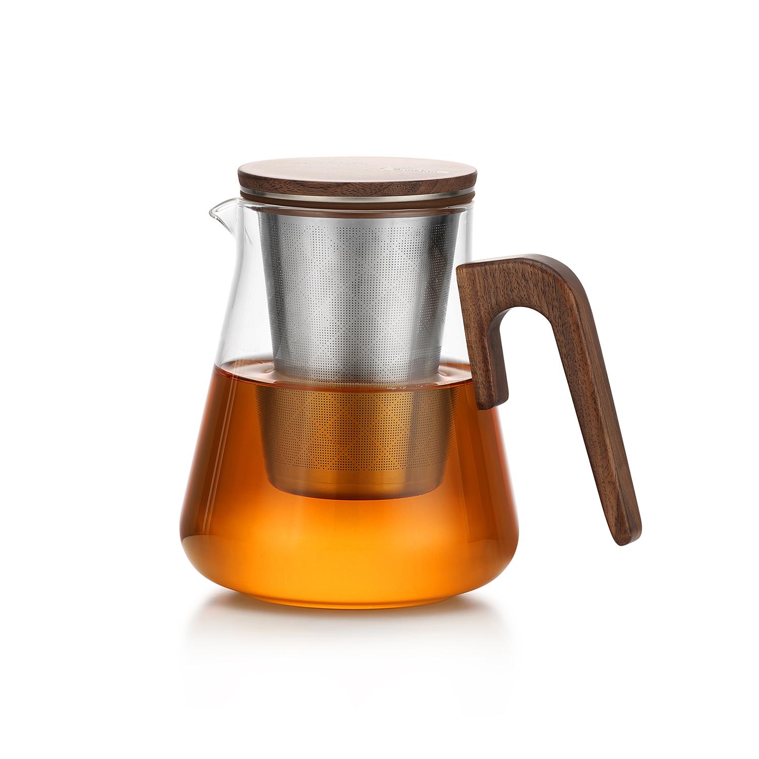 

teapot with 304 stainless steel filter,wood lid and handle,heat resistant glass flower pot,800mL 800mL