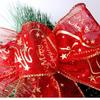 Red Flower Printing Christmas Ribbon Christmas Tree Decoration (Color: Red)