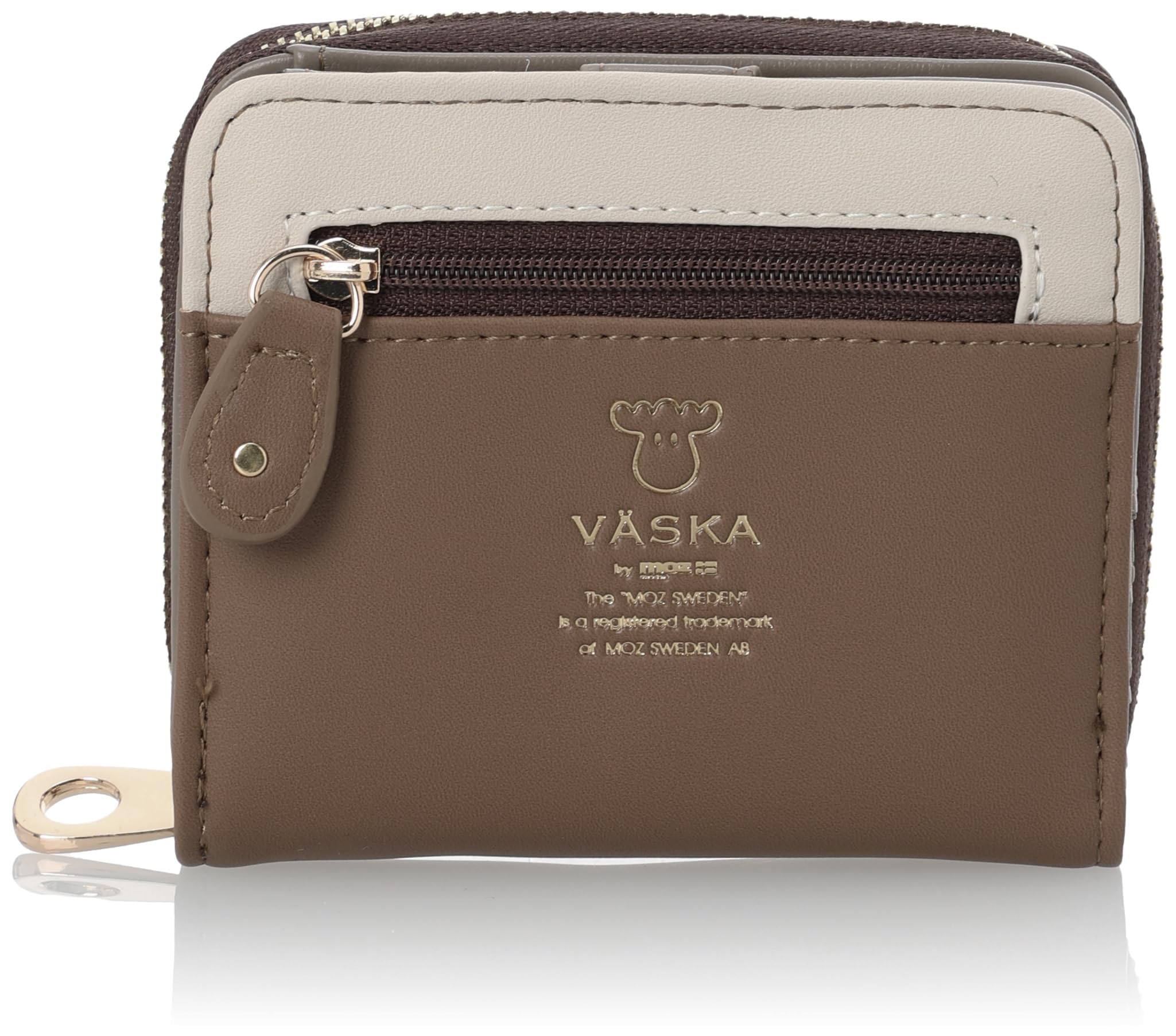 

by Wallet Bifold Wallet Popular Easy to Use Round Zipper Elk Deer Moose Veska Scandinavian Brown [Moz] [VASKA moz] Women s VS-0032 VS-0032 коричневий