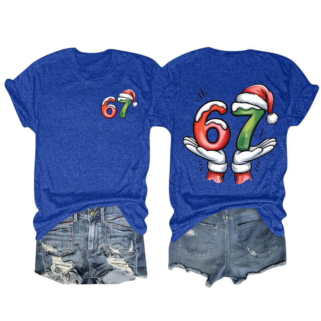 Camiseta de manga corta con cuello redondo y estampado de moda para mujer