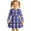 Kids Girls Casual Daily Dress Cute Cartoon Print Long Sleeves Dance Wear Princess Dress  2-12 Years