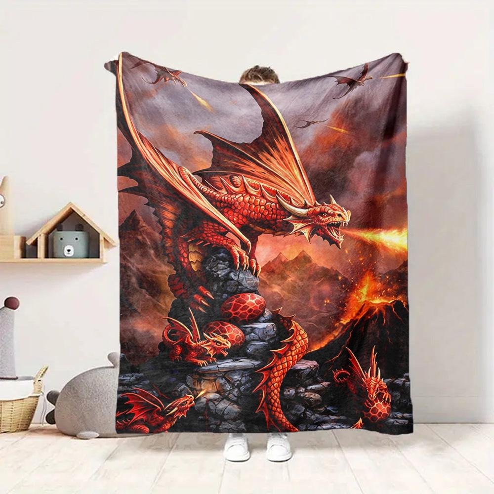 Dragon Fire Flannel Blanket Throw Blanket Soft Warm Sofa Bed Camping Home Decor Unique Christmas Gift Cs92245