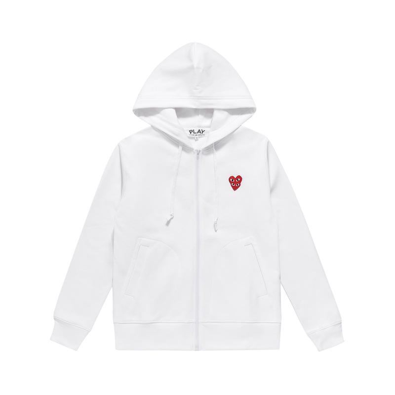 HEYPLAY Men's Japanese Trendy Cotton Hoodie - Layered White Heart Zipper, Autumn/Winter