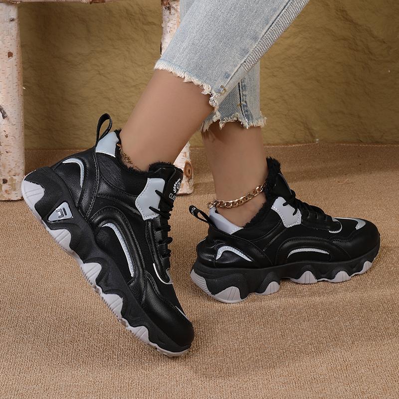 High-top Fleece-Lined Dad Sneakers for WomenNew Winter Thickened Warm Shoes Casual Travel Sports Shoes for Women