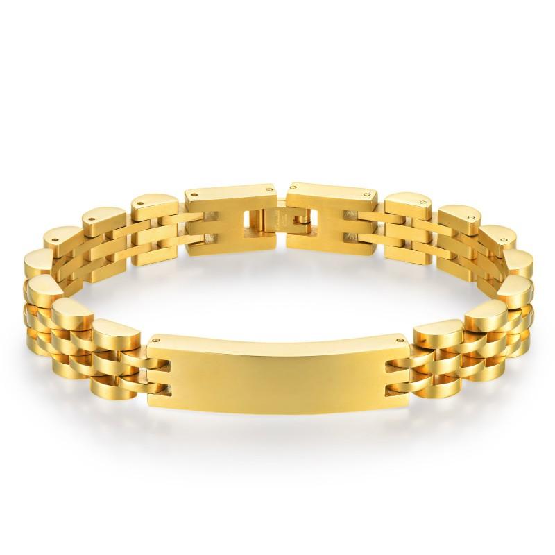 Stainless Steel Engravable Bracelet Men Women Geometric Bangle Adjustable Size Fashion Jewelry