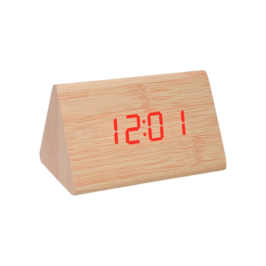 Ložnicové hodiny, Dřevěný digitální budík, Nastavitelná hlasitost, Stmívač, Dřevěná dekorace do obývacího pokoje