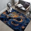1pc Creative Chinese Dragon Print Non-Slip Area Rug, 3D Decorative Mat with Golden Scaled Blue Dragon Design, Durable Washable