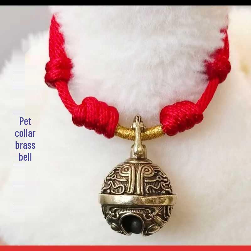 Adjustable Brass Pet Collar with Bell for Medium and Large Dogs & Cats - Teddy, Golden Retriever Necklace Accessories