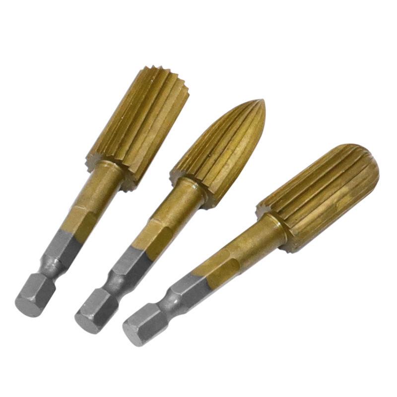 5-Piece High-Speed Steel Woodworking Rotary File Set - 6.3mm Hex Shank, Irregular Shape Files