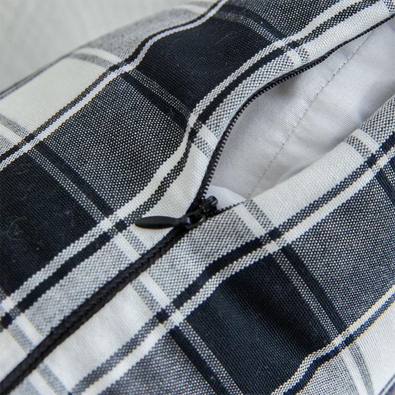 Poliester Bawełna Czarno-Biała Kraciasta Poszewka na Poduszkę Prosty Styl Krata Szachownica Poduszka Oparcia