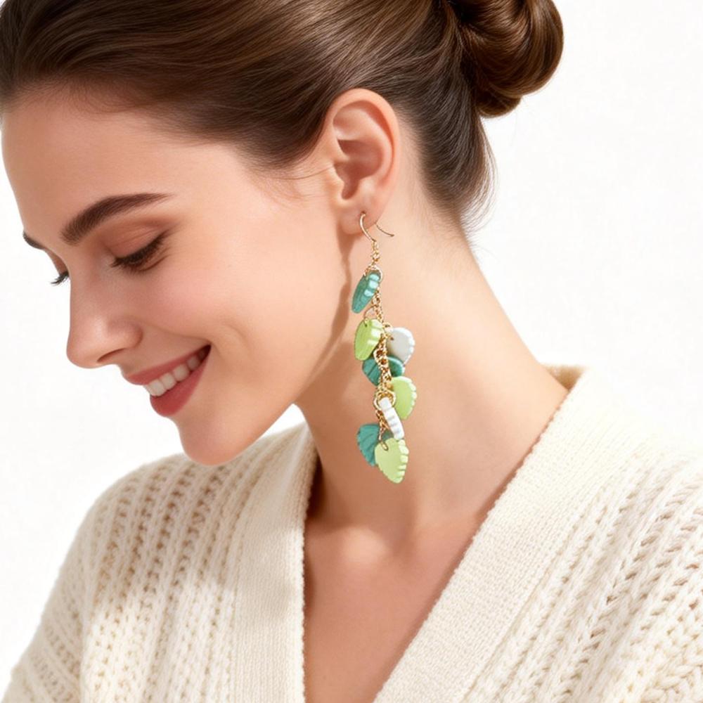 New Trendy Saint Patrick's Acrylic Earring for Women Fashion Green Leaf Geometric Long Drop Earrings Statement Jewelry Gift
