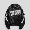Jaqueta de Motociclista em Couro PU Estilo Retrô Americano: Casaco de Baseball Streetwear de Outono/Inverno de Alta Qualidade para Homens/Mulheres