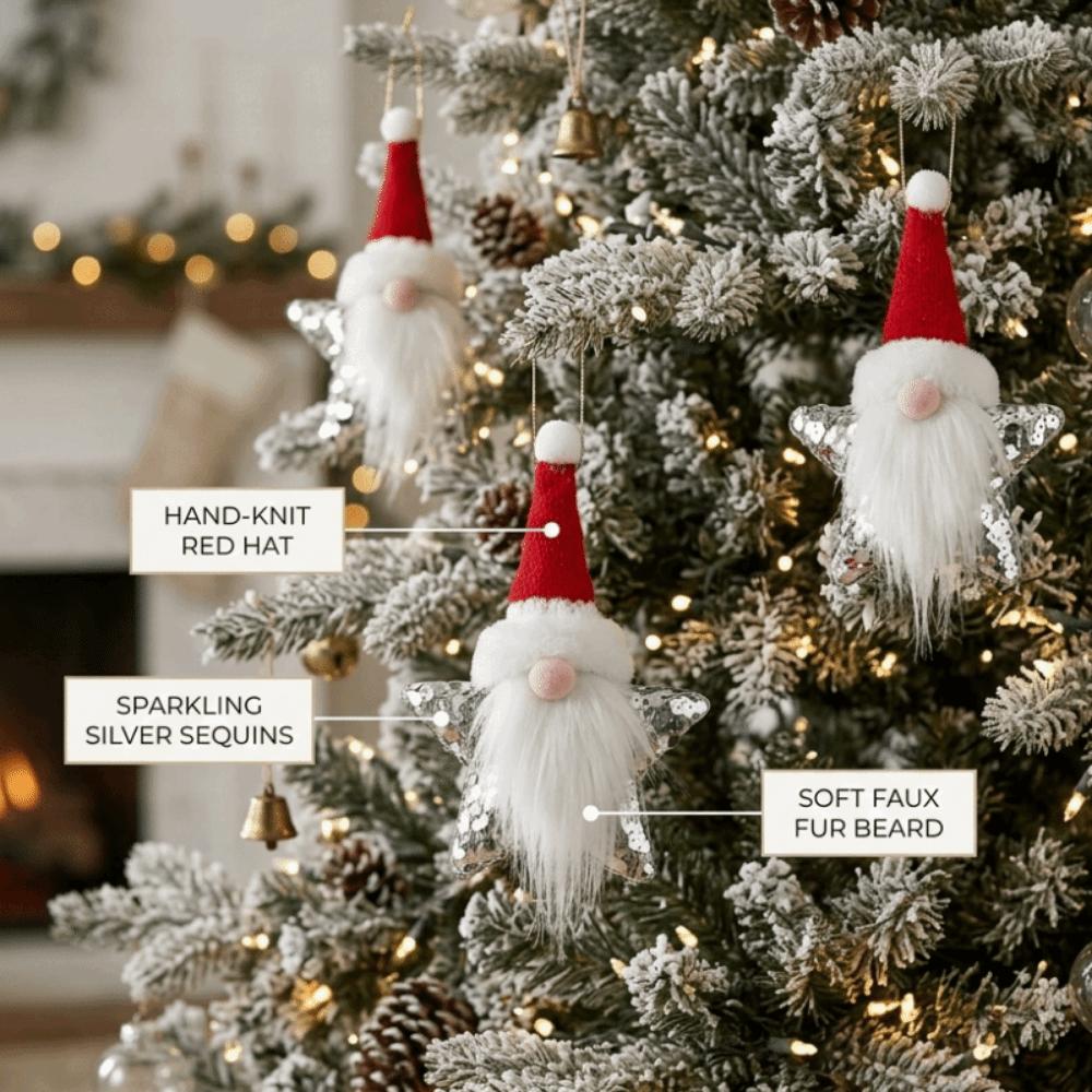 Creative Sequin Star Christmas Pendant DIY Colorful Christmas Pendant Ornament Knitted Hat Lightweight Xmas Tree Christmas Decor