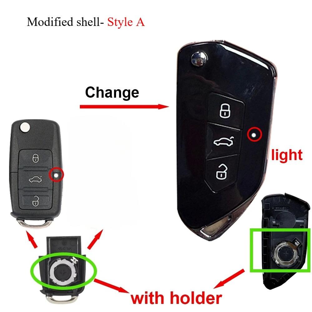 Upgrade Car Key Fob Case Shell Housing For Skoda Seat B5 Mk6 Caddy Tiguan Octavia For Volkswagen Jetta Golf Polo Passat Beetle