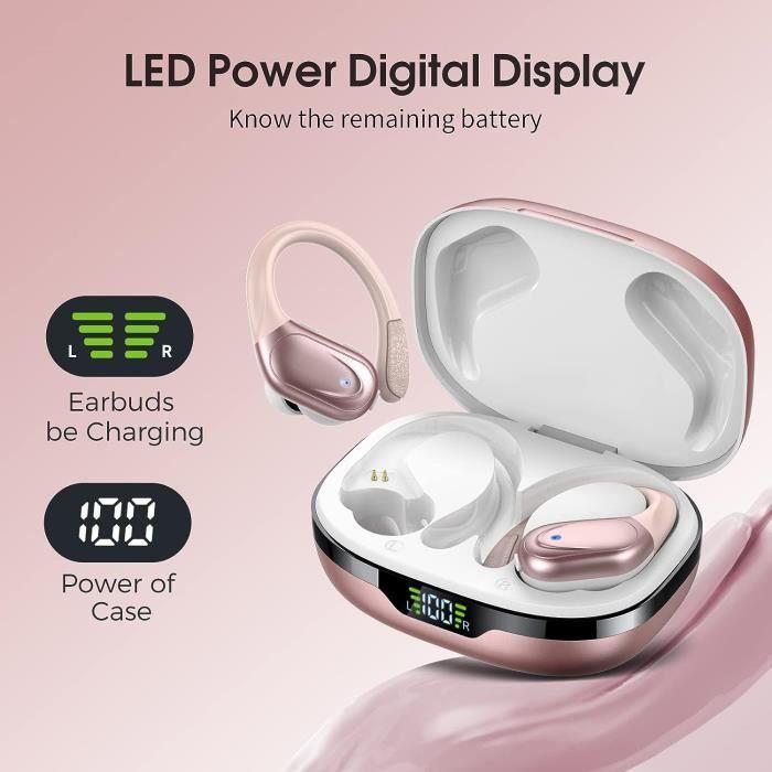 Écouteurs Bluetooth - CASCHO - Modèle 5.3 - 60 Heures Autonomie - Affichage LED - Basses Profondes