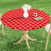 Homaxy New Round Tablecloth 1 PCS PEVA Material Wipeable Flannel Backed Vinyl Tablecloths Waterproof Elastic Fitted Table Covers