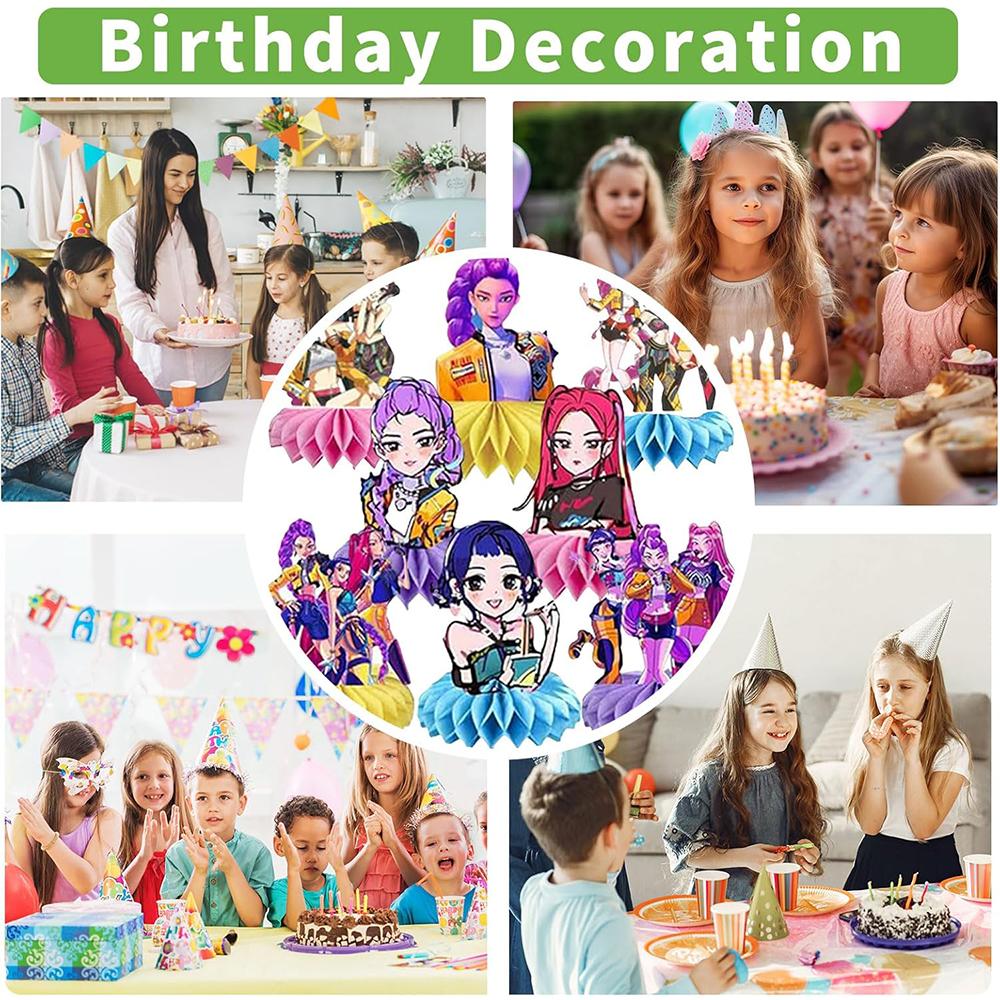 8 Pcs Demon Hunters Honeycomb Decor For Birthday Party