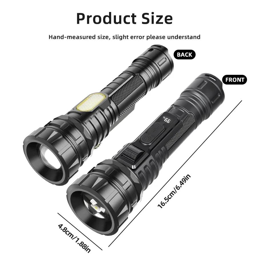 Zoomable Tactical Flashlight - 1000LM USB-C Rechargeable, Long Range LED Torch for Hunting/Fishing/Camping (IPX4 Waterproof)