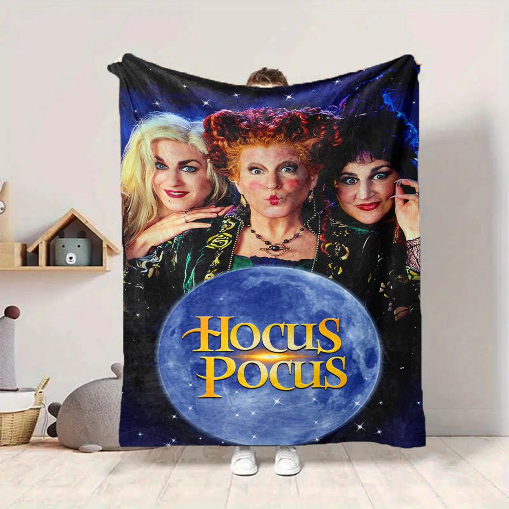 1Pc Hocus Pocus Magic Night Blanket Soft And Comfortable Casual Warm Camping Travel Christmas Halloween Xmas Gift M924494