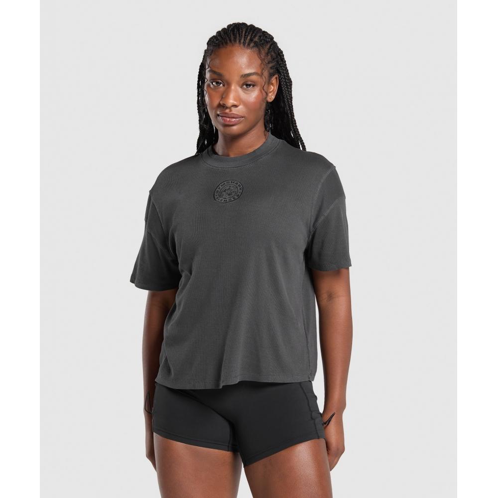 

Gymshark Футболка Premium Legacy Washed Oversize, черная B9a7a Bb67 XXS