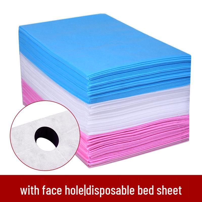 Thick Disposable Non-Woven Waterproof & Oilproof Bed Sheets with Face Hole for Salons