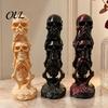 Skeleton Figurines 3D Printed Triple Skull Statue, Halloween Horror Hear No Evil See Party Supplies Speak Figurine, Creative Desk Decor for