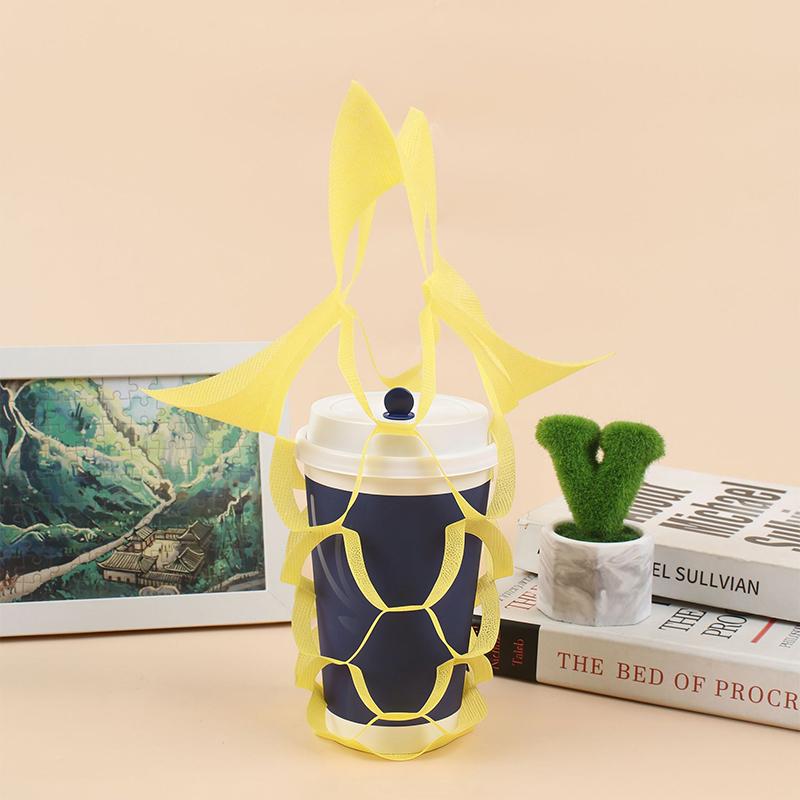 Portable Non Woven Water Cup Holder Reusable Milk Tea Beverage Tote Bag for Work Travel and Restaurant Use