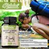 Kapsle z jater hovězího dobytka krmeného trávou, obsahující přirozené železo, vitamín A a vitamín B12, dodávají energii a jsou vhodné pro dospělé.