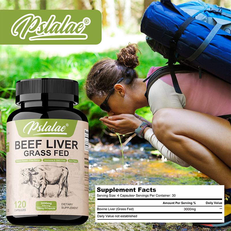 Kapsle z jater hovězího dobytka krmeného trávou, obsahující přirozené železo, vitamín A a vitamín B12, dodávají energii a jsou vhodné pro dospělé.