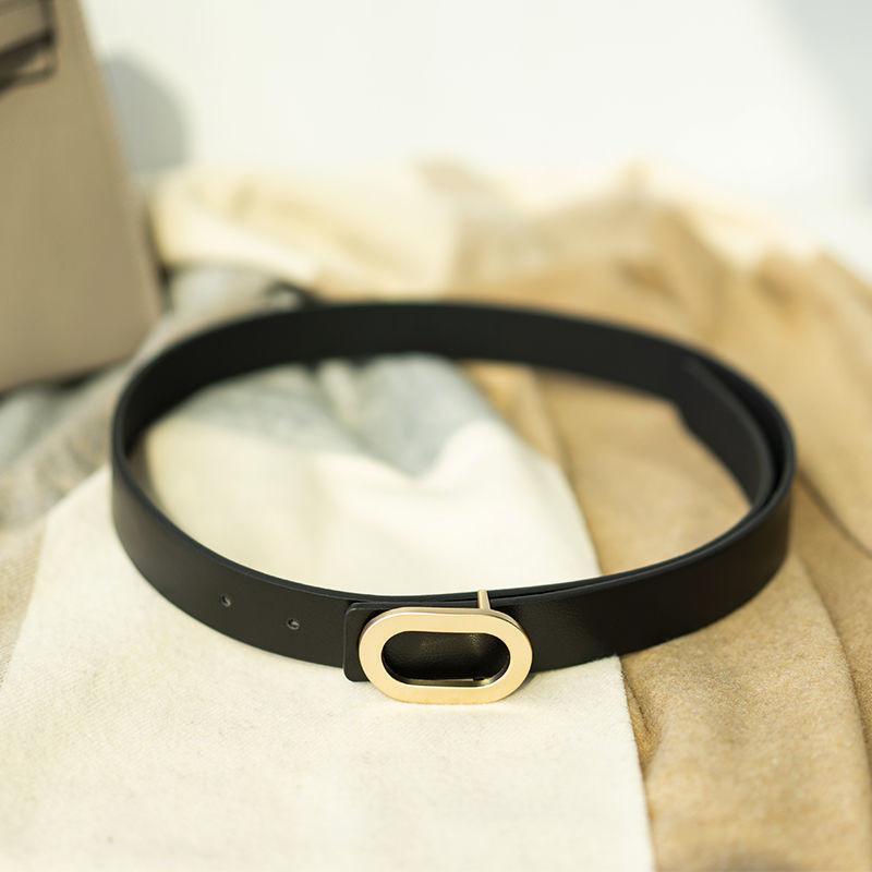 Buckle Stylish Metal Womens Belt In Classic Black Perfect For Minimalist And Looks Trendy