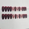 Woman Glossy Press-on Nail Wine Red Snake Pattern Ballerina Artificial Nail for Salon Expert and Naive Women