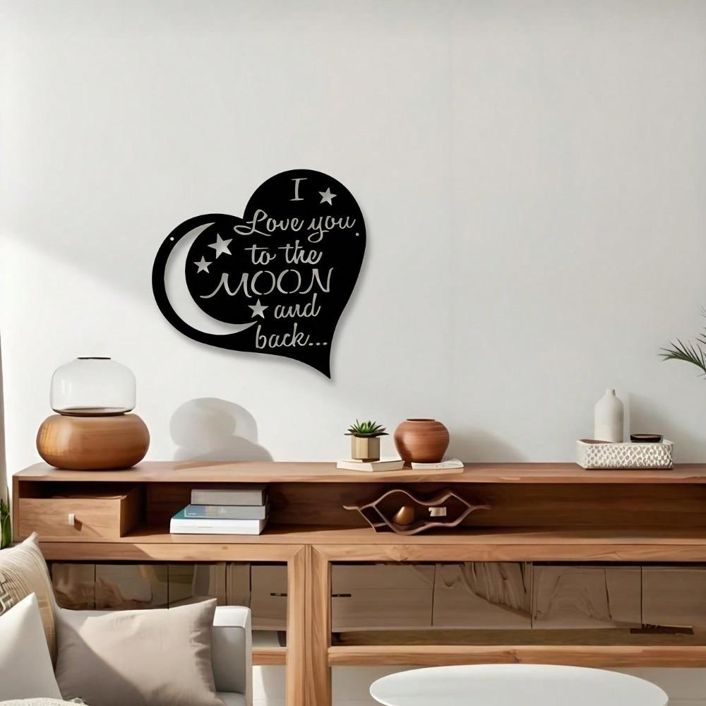 1pc Love Quote Wall Art Heart Shaped Metal Decor for Home Office Cafe Wall Sculpture Romantic Gift