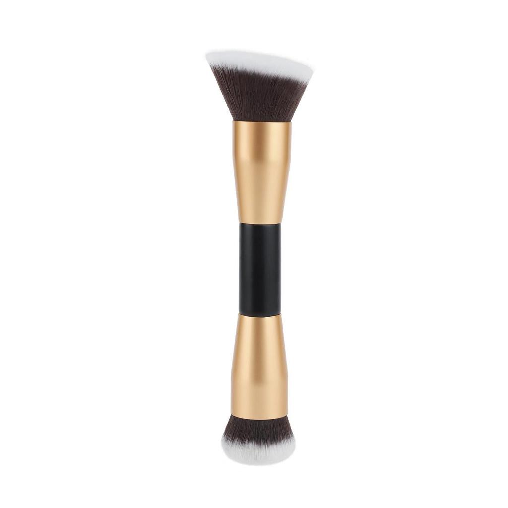 Pinceau de maquillage à double extrémité: Pinceau Doux à Poils pour Fond de Teint, Contouring, Poudre & Flamme pour une Utilisation Beauté Multifonctionnelle