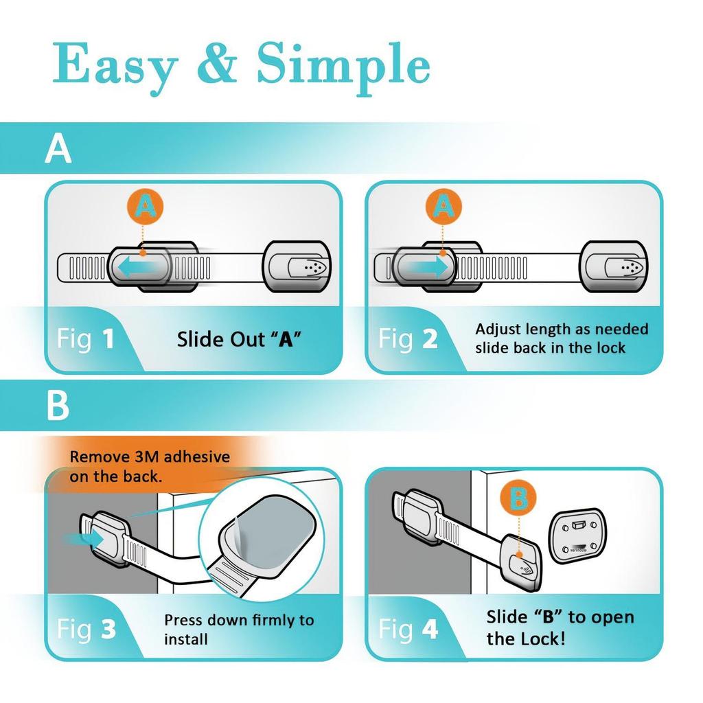 Child Safety Anti-Open Lock for Drawers, Cabinets, and Refrigerators