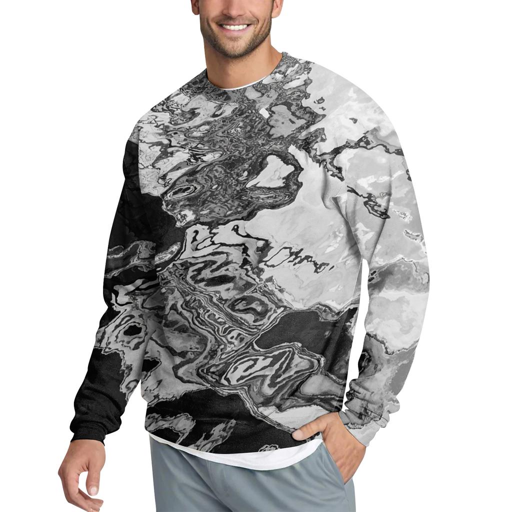 Men's Casual Fashion Printed Round Neck Pullover Sweatshirt