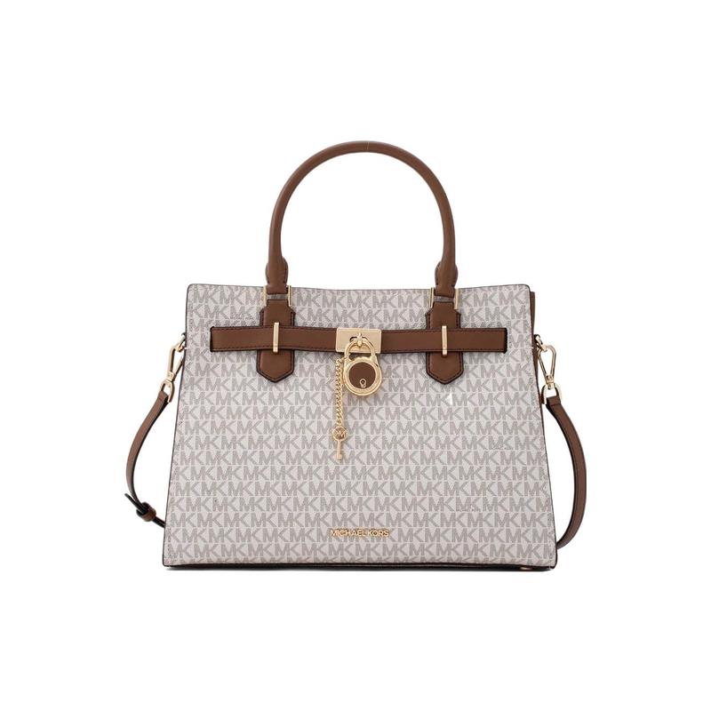 Michael Kors Handbag Hamilton Legacy Old Flower All-over Lock Commuter Fashion Design Coated Canvas Shoulder Crossbody Medium Size Women's White