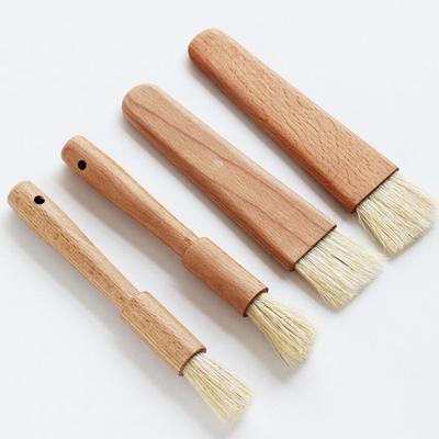 1pc/2pcs Household Kitchen Brush Barbecue Oil Brush Round Handle Bristle Brushes Flat Pastry Baking Brush Kitchen Cooking Brush