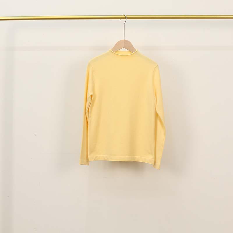 Women's Solid Color Half-High Neck Wool Knit Sweater - Autumn/Winter Short Thick Pullover Base Layer Knitwear