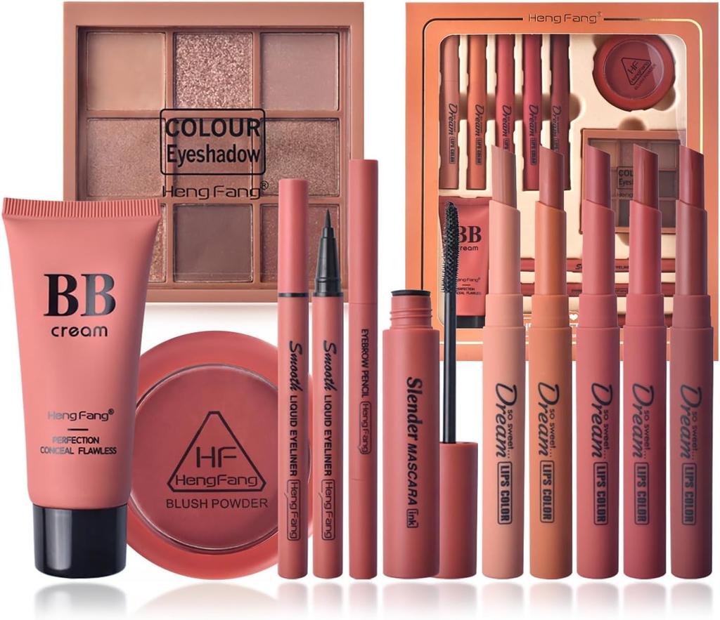 Gecomo Makeup Exquisites und Niedliches Kosmetikset 11 Teile Lippenstift Make-up-Palette Langanhaltend Anfänger Beliebt Weihnachtsgeschenk Neujahr Geburtstag