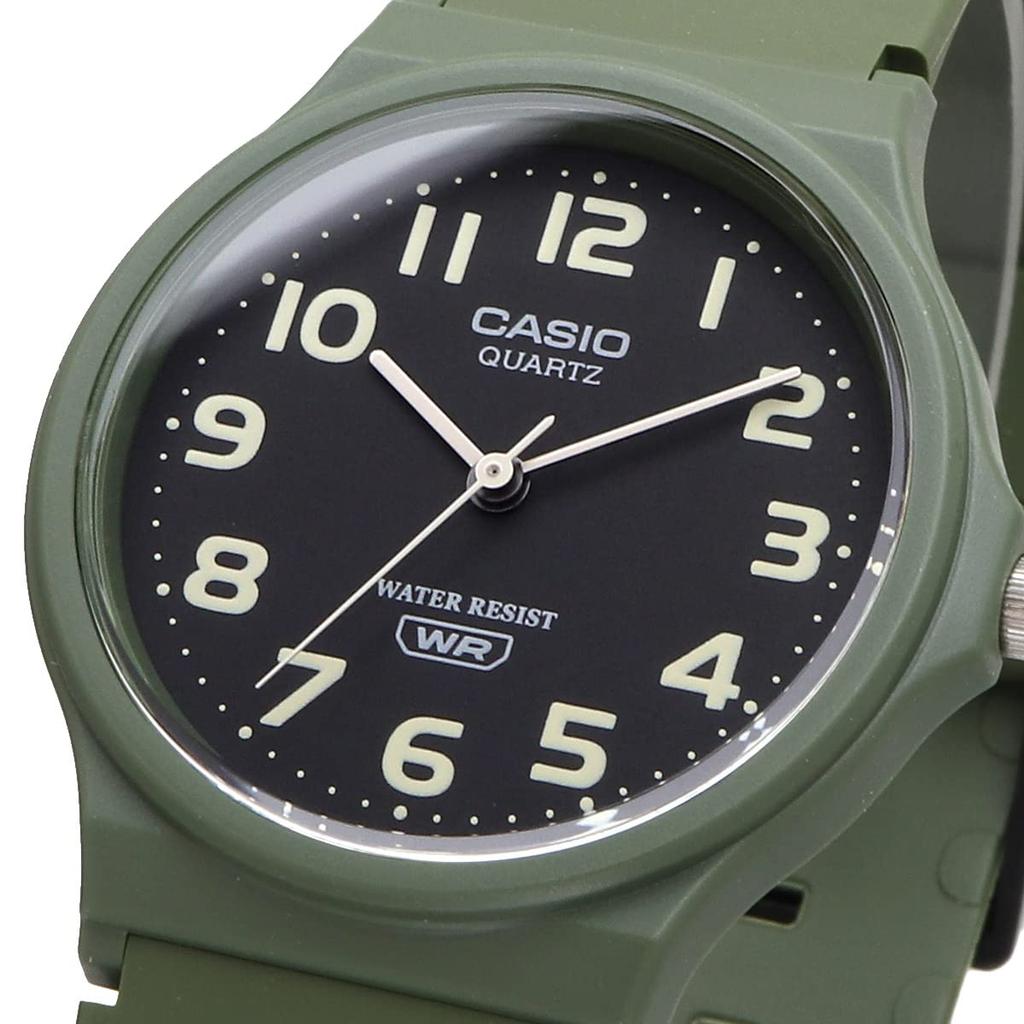 Casio Analog Watch MQ-24-1B2L / -24UC-3B with Urethane Strap, Unisex, Black with Gold Arabic or Matte Green, Imported.