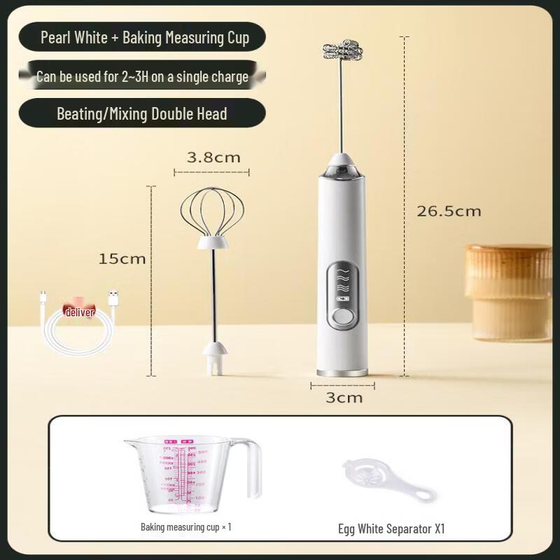 Q&W Wireless Handheld Electric Egg Beater & Milk Frother