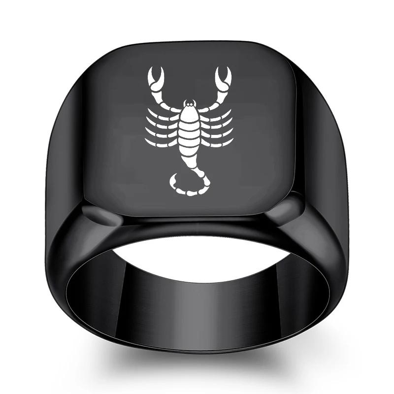 12 Konstelacji Pierścień Kwadratowy Męski Czarny Pierścionek na Palec Dwanaście Konstelacji Biżuteria dla Pary Akcesoria Prezent na Urodziny Rocznicę