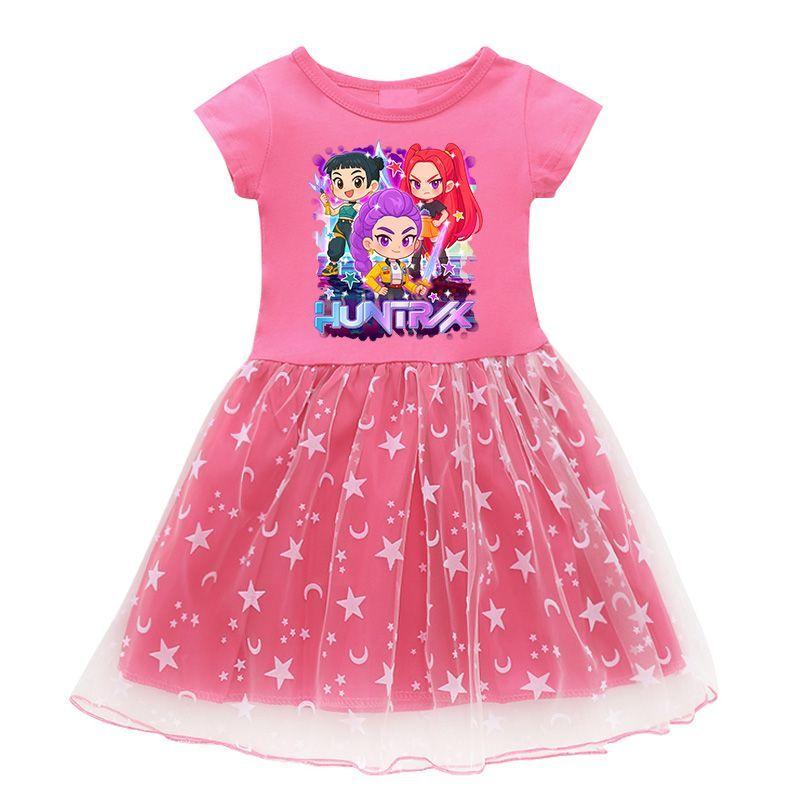 

Cute Kpop Witch Hunt Group Tulle Dress for Children, Short-sleeved Princess Dress for Girls Summer 150 розы красного