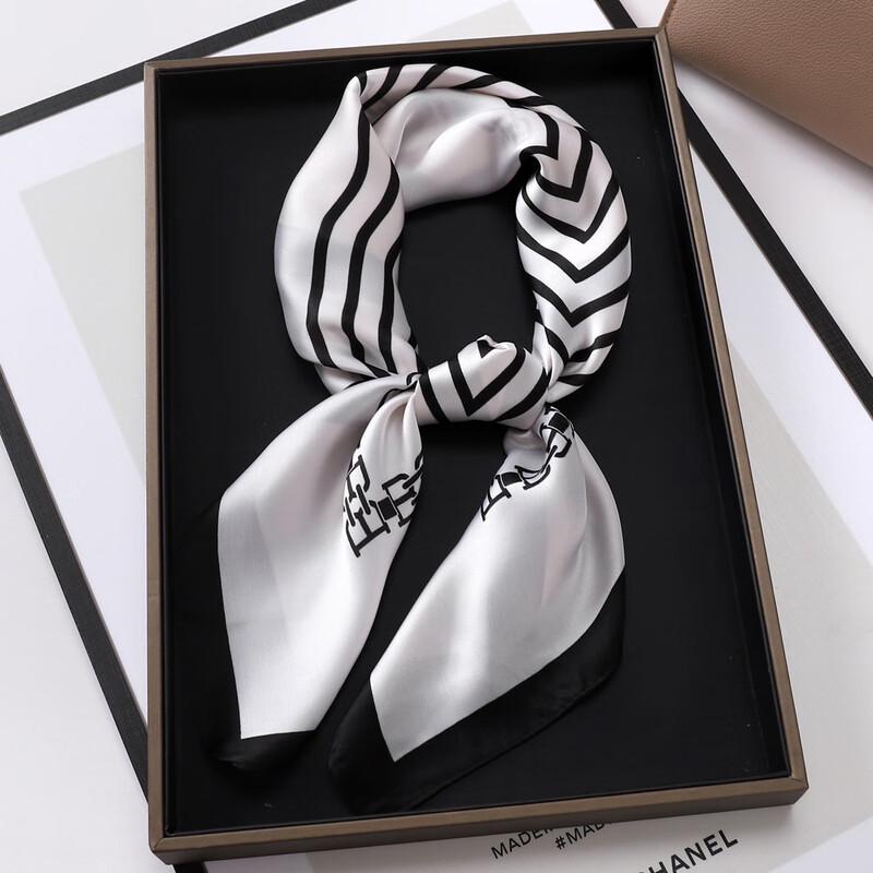 Elegant Women's V-Pattern Satin Silk Scarf