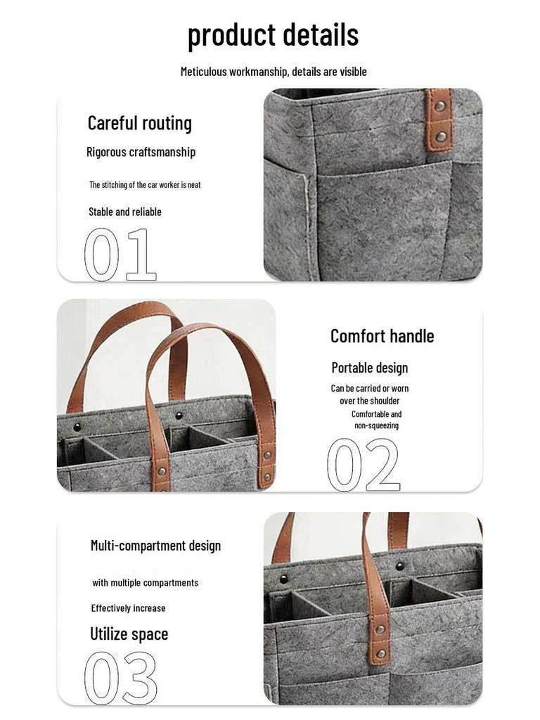 Sac à langer en feutre épaissi - Grande capacité, Sac à main pliable pour maman