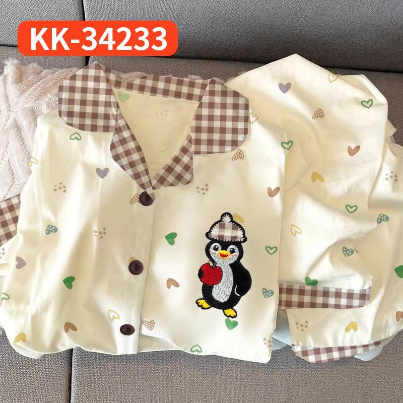 Womens Cute Cartoon Pajamas Set Long Sleeve Loose Loungewear Students Home Wear