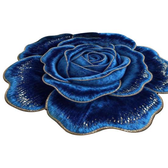 Floral Plush Floor Mat 3D Flower Optical Illusion Rugs Non-Slip Water-Absorbent Bath Mat for Bathroom Bedroom Entrance Vanity Area